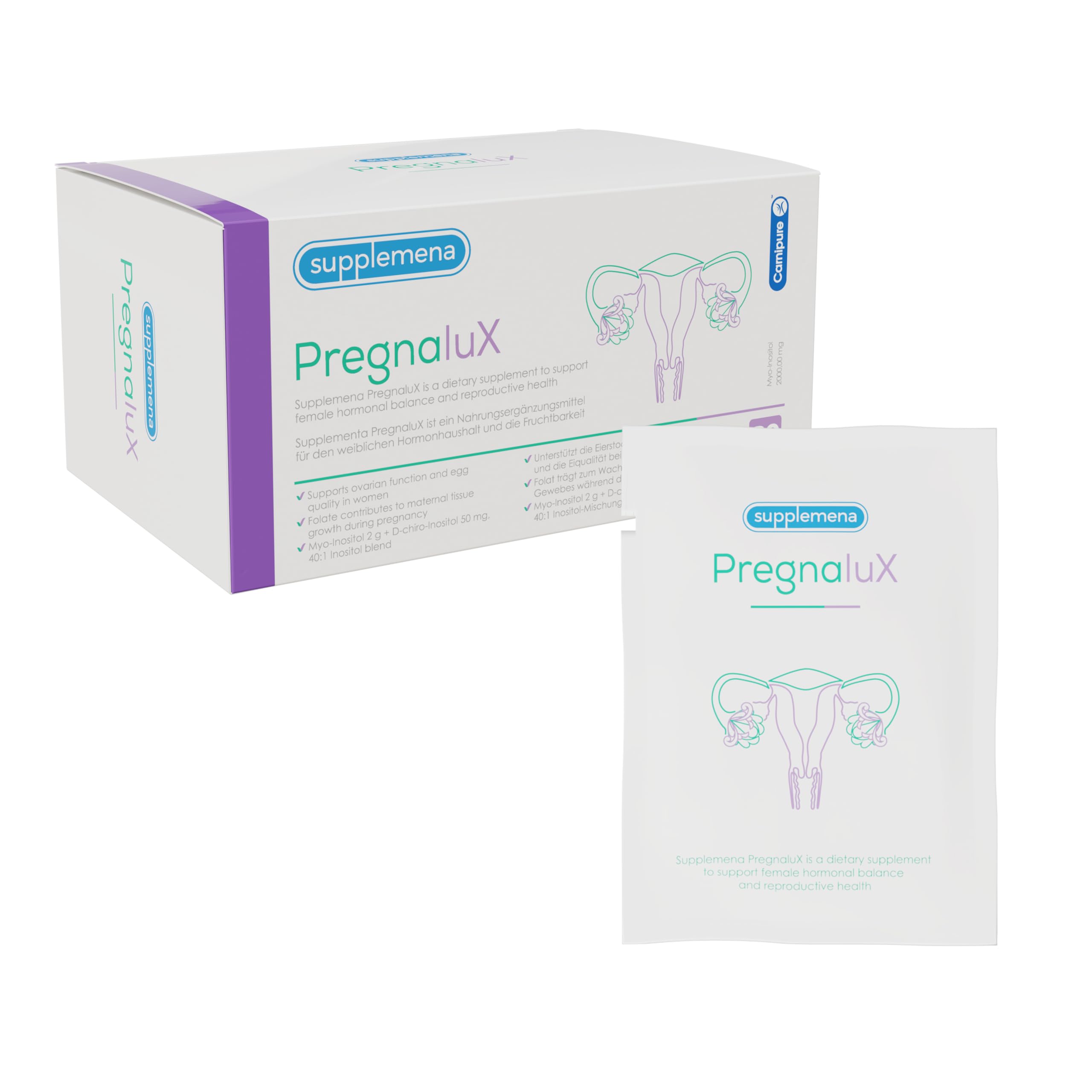 PregnaluX PCOS & Fertility Supplement for Women | Prenatal Vitamins w/Myo-inositol, L-Carnitine, NAC, CoQ10, Folic Acid, B12 | 1 Month