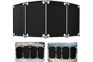 ACTREY 4 Panels Safety Barricade,7.8FT Removable Foldable Security Gates Barrier with Heavy Duty PVC Frame, Black Color Easier to Identify, Crowd Control Restricted Area Pedestrian Barricade Traffic Fence