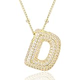 CCINPPY Letter Necklace, 14k Gold Plated Bubble