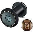 TOGU TG3016YG-CBC UL Listed Solid Brass HD Glass Lens 220-degree Door Viewer Peephole with Heavy Duty Privacy Cover for 1-3/8" to 2-1/6" Doors, Classic Matte Black with Red Copper Edge Line Finish