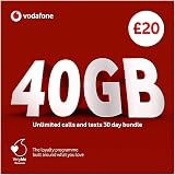 Vodafone UK PAYG SIM Card £20 Bundle 40GB Unlimited Mins Texts Love 2 Surf view 1