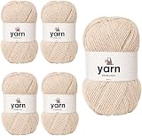Korbond DK Beige Yarn 5 x 100g Acrylic Wool 1450m Double Knit DK