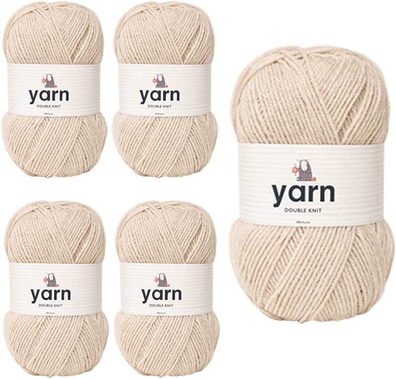 Korbond DK Beige Yarn 5 x 100g Acrylic Wool 1450m Double Knit DK