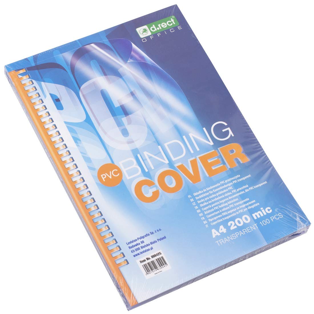 D.RECT A4 200 Micron Clear PVC Cover Sheets (Pack of 100)
