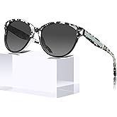CARFIA Cateye Polarized Sunglasses for Women UV Protection, Italy Handcrafted Acetate Frame with Embossed Pattern Wire Core