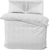 MOONLIGHT20015 Single Duvet Cover Set Reversible Stripes Satin Bedding White view 3