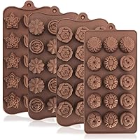 4 Pack Flower Shape Silicone Molds Chocolate Candy Mold, DanziX Silicone Mold for Wedding,Festival, Parties, DIY Enthusiasts-