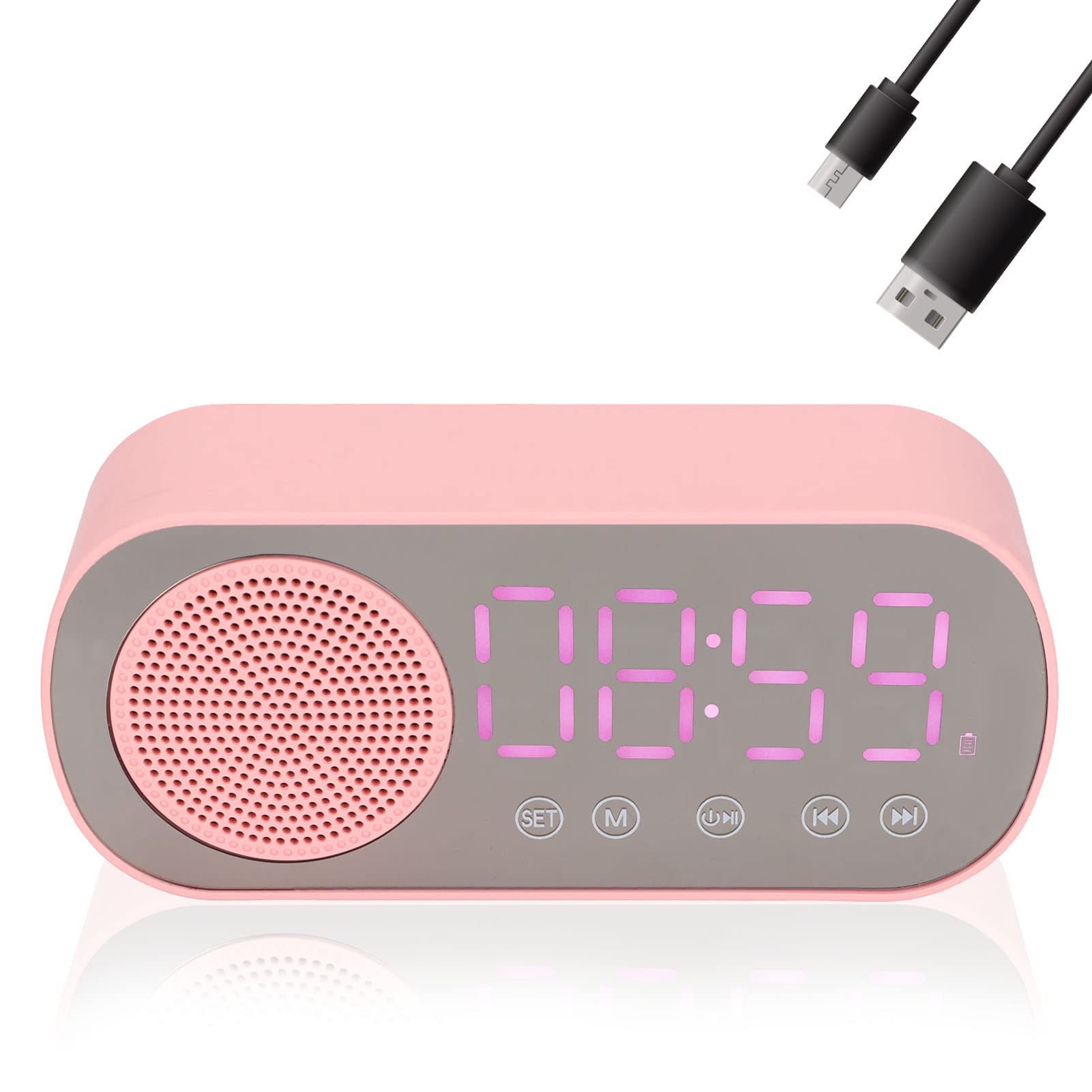 Alarm Clock Bluetooth Speaker, Wireless Digital Clock Speaker Built in Digitally Tuned FM Radio LED Display Dual Alarm Clock Speaker for Reading Travel