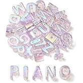 DanLingJewelry 90Pcs Random Purple Large Acrylic Letter Beads UV Plated Iridescent A-Z Alphabet Beads for DIY Jewelry Making Bracelets Key Chains