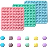 3Pcs Mini Round Silicone Mold,64 Holes Semicircle Mold With Pentagram Heart Pattern Design,Semi Sphere Shaped Mold For Small Half Ball Pellet Chocolate, Gummy Candy, Wax Melts Beads, Ice Balls,Biscuit