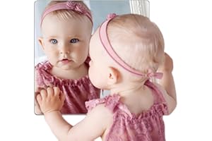 QUEGAU Kids Wall Mirror Tiles,Safe Unbreakable Acrylic Mirror for Baby,Plastic Plexiglass On the RV, Shatterproof Frameless Mirror Wall Stickers.Suit for Apply Touring Car,Children's Room,Classroom（8"x8")