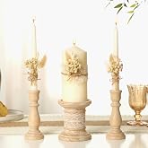 Conelist 3 Pcs Unity Candles Wedding Ceremony Set,Rustic Style | 6.3 Inch Pillar and 9.8 Inch Taper, Rustic Dried Flowers Lace Decor, Unity Ceremony Gift for Reception Events