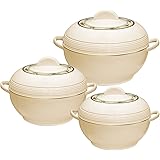 Asian Ambiente Large Food Warmer Hot Pot Set Of Insulated Casseroles 6 8 And 10 Litre