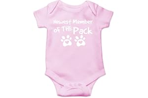 FUNNWEAR Newest Member of The Pack - Funny Baby Essentials Bodysuit - Newborn Girl Outfits Baby Romper