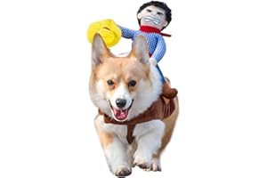 DELIFUR Dog Halloween Costume Funny Dog Cowboy Riding Costume Pet Costume Cat Suit Cowboy Rider Style for Small Medium Large Dogs (X-Small)