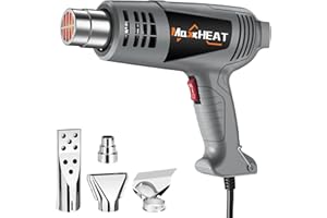 Heat Gun, MAXXHEAT 1600W Hot Air Gun Kit with Dual Temperature Setting (572℉~1112℉), Fast Heating Tool with 4 Nozzles for Crafts, Shrink Tubing/Wrapping, Stripping Paint, Epoxy Resin