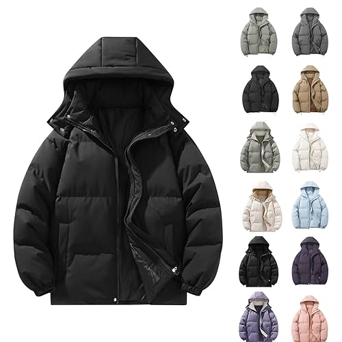 Uwdiohq Quilted Jackets for Women Hooded Puffer Down Winter Coat,Ladies Padded Hoodie Top Plain Coats Lightweight Waterproof Jacket lightweight waterproof jacket For Uk Womens Rain Women'S