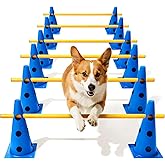Lupar Dog Agility Course Backyard Set, Dog Agility Hurdle Cone Set with Height Adjustable Crossbar for Rehabilitation & Begin