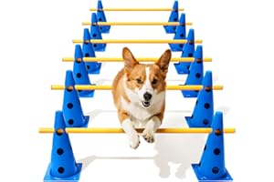 Lupar Dog Agility Course Backyard Set, Dog Agility Hurdle Cone Set with Height Adjustable Crossbar for Rehabilitation & Beginners, Dog Agility Equipment for Dog Obstacle Course - 12 Inch