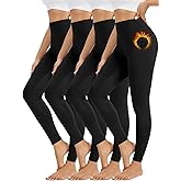 Orrfreer 4 Pack Fleece Lined Leggings Women Thermal Warm Winter Tights High Waisted Yoga Pants Cold Weather Base Layer