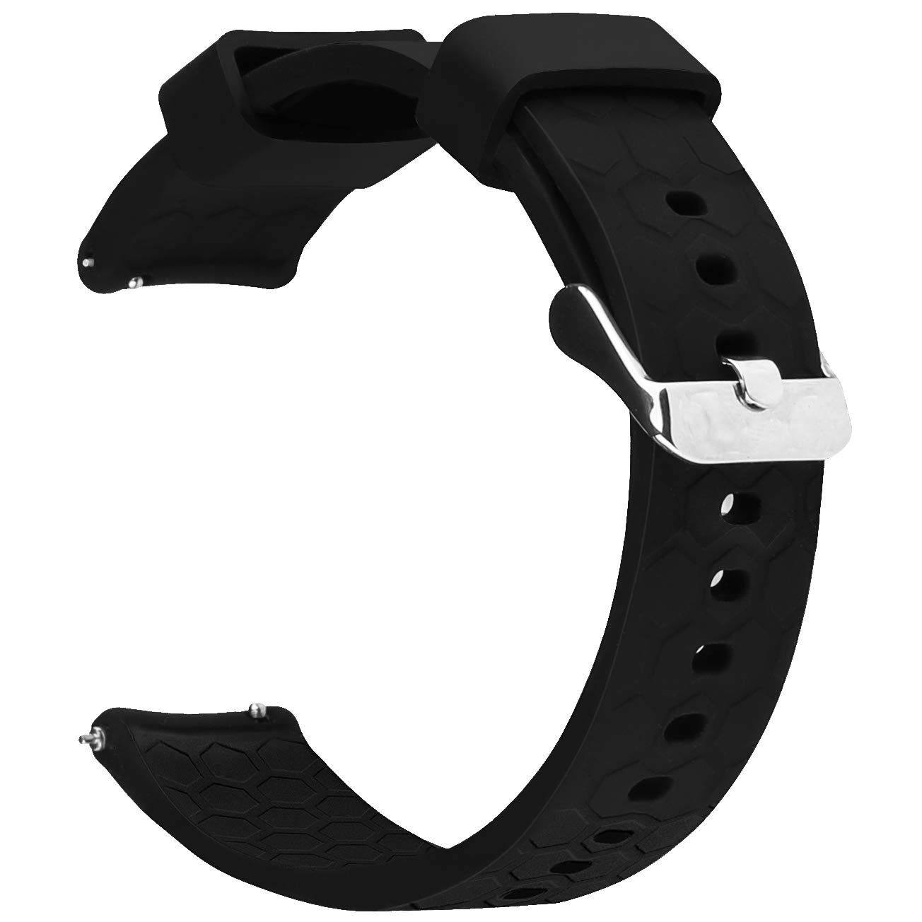 Watch Band/Strap for Pebble time Smartwatch Band Replacement Accessories with Metal Clasps Watch Strap/Wristband Silicone (Style2-Black)