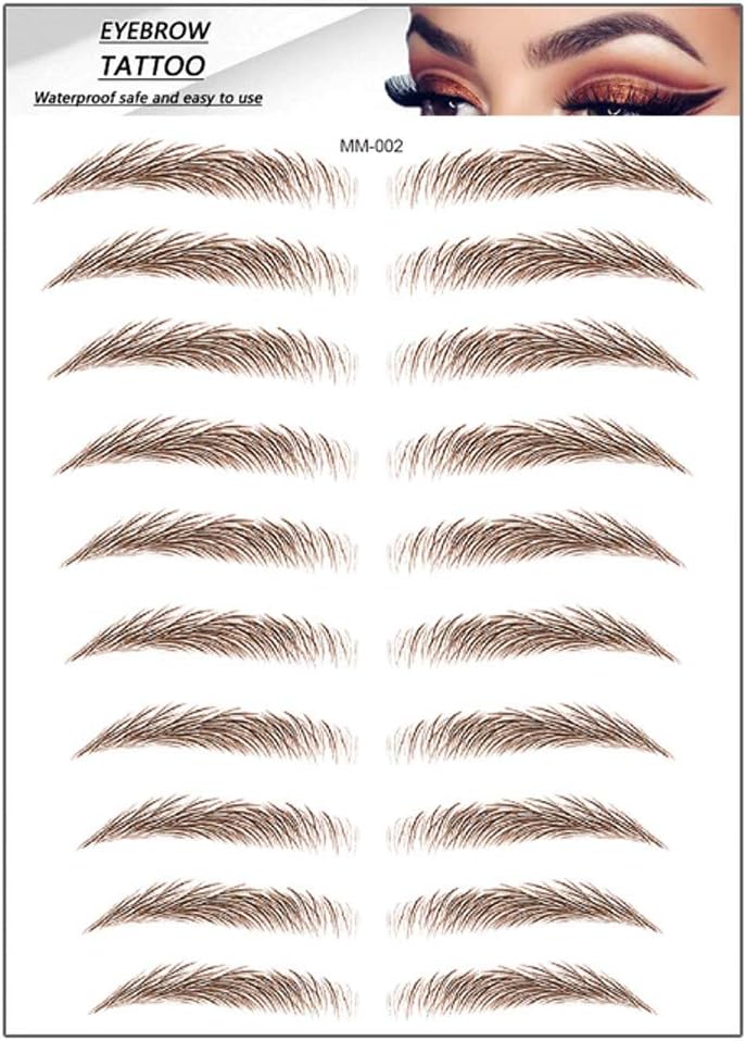 10 Pairs 4D Hair-Like Authentic Eyebrows, Eyebrow Transfers, Creates Natural Looking Brows Effortlessly, Natural Tattoo Eyebrow Stickers Waterproof Long Lasting for Women Men Makeup Tool (B)