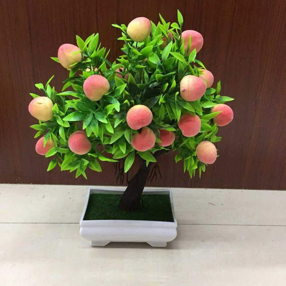 ink2055 1Pc Potted Artificial Peach Fruit Tree Bonsai Home Hotel Cafe Garden Desktop Stage Photo Prop Craft Floral Decor