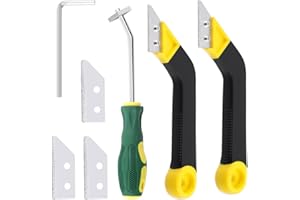 Glarks 7Pcs Grout Remover Tool Kit, Including 2Pcs Tile Grout Hand Saw with 3Pcs Extra Blades Replacement and a 4-in-1 Carbid