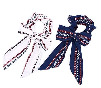 Amazon Com 2pcs Women Hair Scrunchy Bow Diy Bowknot Streamers