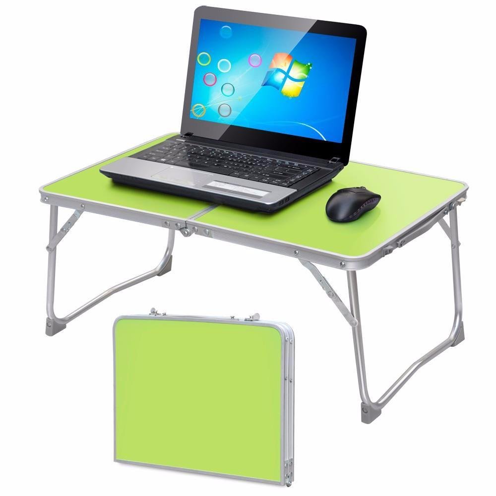 Yaheetech Foldable Laptop Table/Breakfast Serving Bed Tray/Portable Mini Picnic Table with Inner Storage Space and Soft Handle for Sofa Couch Floor (Green)