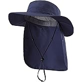 Home Prefer UPF 50+ Sun Hats for Men Women Wide Brim Fishing Hat with Neck Flap Summer Safari UV Protection Bucket Hat