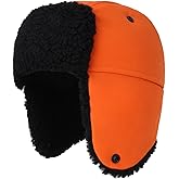 AISIYEDO Mens Warm Ushanka Trapper Hat Unisex Outdoor Winter Water-Repellent Hunting Hat with Faux Fur Ear Flaps