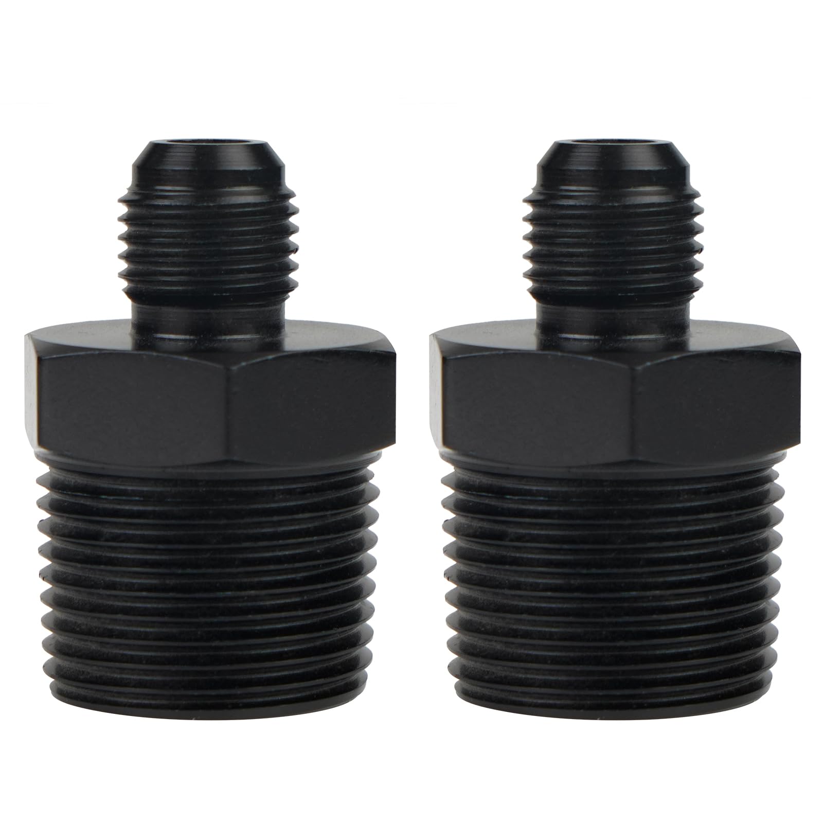 Photo 1 of Dexepe 6AN Male Flare to 3/4 NPT Pipe Fitting Adapter Aluminum Straight Fuel Line Hose Adapter Black Anodized Fuel System Fittings 2PCS