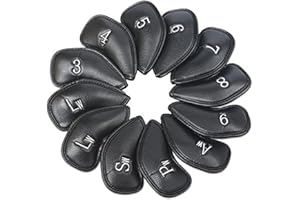 Golf Iron Head Cover Leather Golf Club Head Cover Golf Club Iron Protector for Golf Accessory 12PCS Black Summer Sports Acces