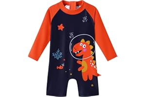 Redair Toddler Baby Boys Rash Guard Swimsuit Long Sleeve One Piece Swimwear Zip Bathing Suit with UPF 50+ 0-24 Months