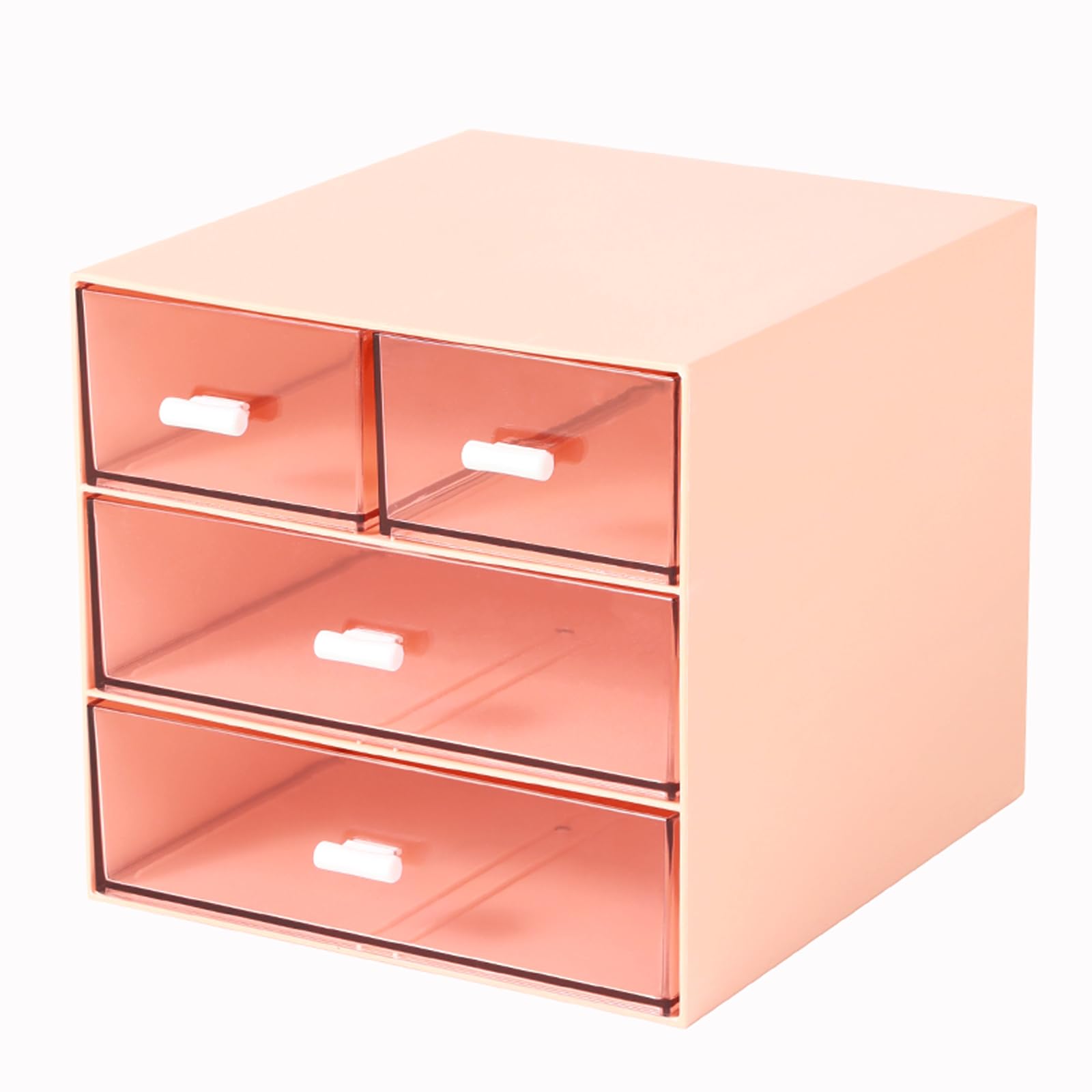 Photo 1 of MILULUGO Makeup Organizer with 4 Drawers, Desk Organizer, Cosmetics Storage Box for nail polish, Lipstick, Brushes, Jewelry, Skincare, Bathroom Organization Boxes - Pink