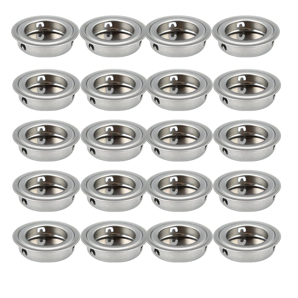 Dreneco 20 pcs Round Recessed Flush Door Pull Handle Sliding Door Hidden Concealed Handles Diameter 35mm (Flat Plane)