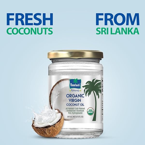 “PARACHUTE NATURALZ ORGANIC VIRGIN COCONUT OIL | COOKING OIL, HAIR OIL, BODY OIL & OIL PULLING | COLD PRESSED | UNBLEACHED | UNREFINED | NON-HYDROGENATED | MCT OIL | USDA CERTIFIED |16 FL. OZ | GLASS JAR”