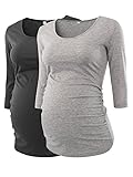 BBHoping Women's Side Ruched 3/4 Sleeve Maternity