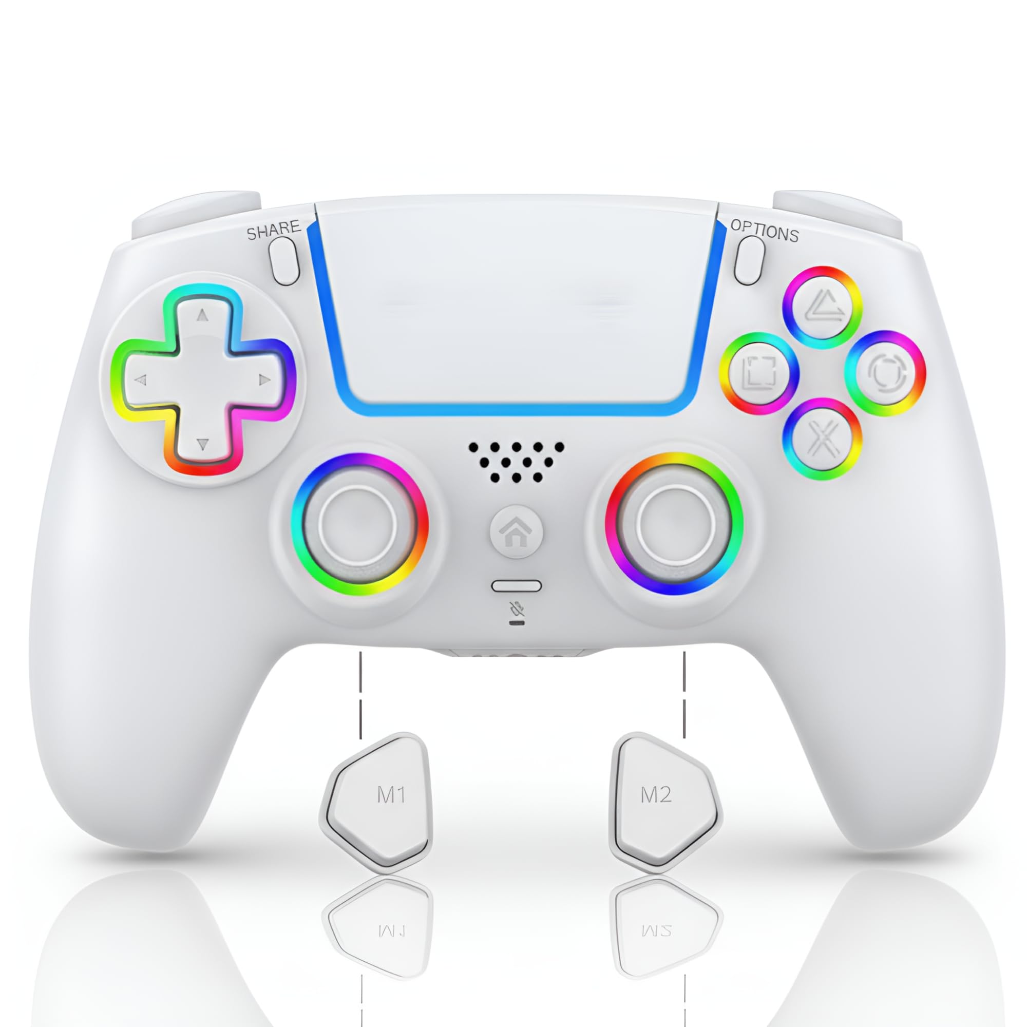 AureoPlay Wireless Controller Compatible with PS5/PS5 Slim/PS5 Pro/PC – RGB Gamepad with Hall Effect Joysticks, Dual Vibration, Six-Axis Motion Sensor, Touch Panel, Turbo & Programmable Buttons, Ergonomic Design