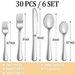 MUTNITT 30 Pcs Silverware Set Service for 6,Premium