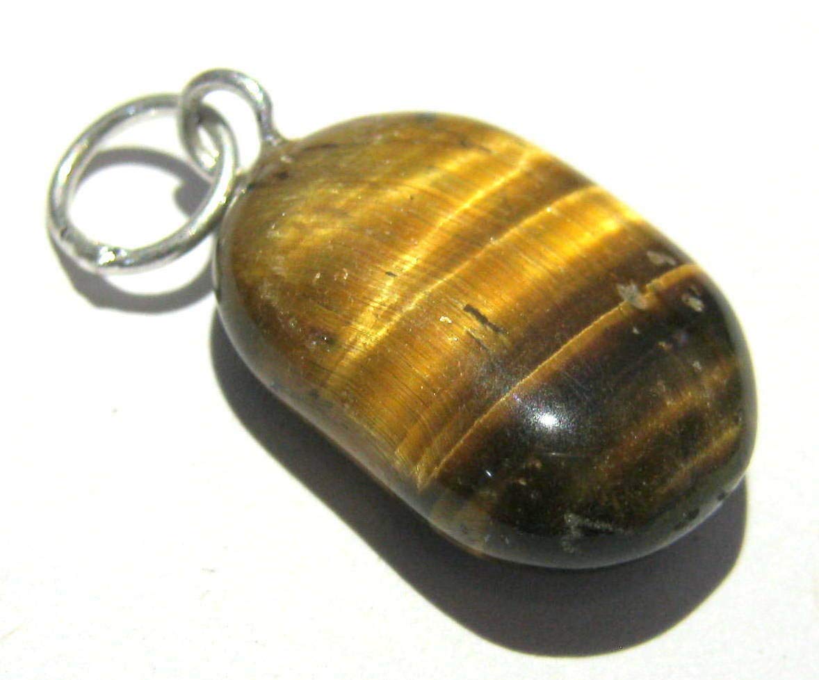 CRYSTALMIRACLE Tigers Eye Tumbled Stone Pendant Healing Fashion Accessory Gift Wellness Handcrafted