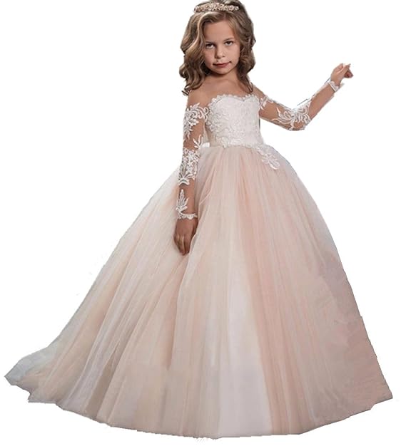 KekeHouse Vestito da ragazza in pizzo a maniche lunghe per ...