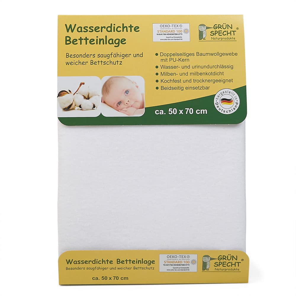 Grünspecht 163 Waterproof Bed Pad, 50 x 70 cm White