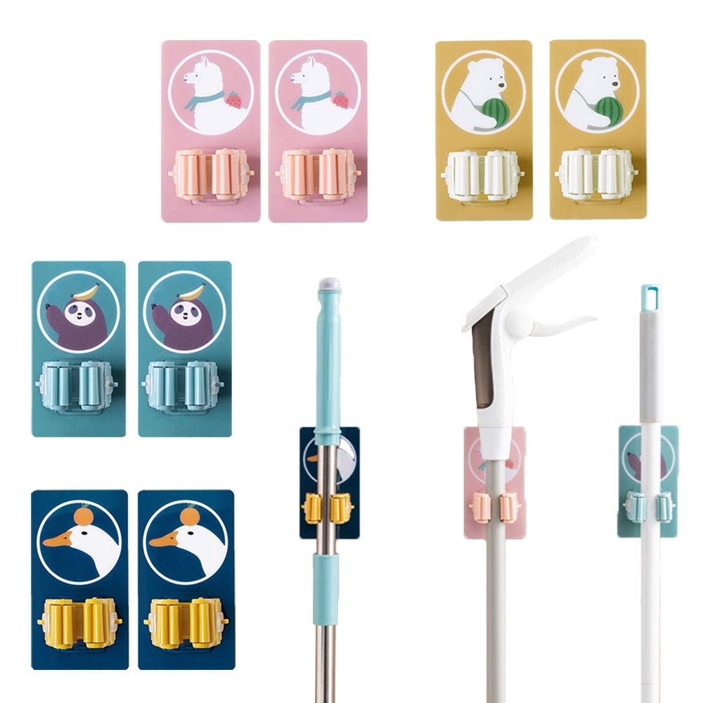 SUNNED Pack of 8 broom holder, self-adhesive mop holder, multifunctional garage garden tool organiser, non-drilling, high-performance tool holder.