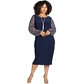 Catherines Women's Plus Size Beaded Mesh Shift Dress