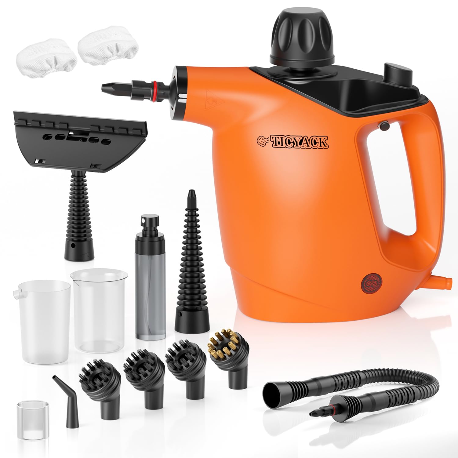 Photo 1 of Handheld Steam Cleaner, Steam Cleaner with 16 PCS Accessory & Safety Lock, 500ML Large Capacity Natural Surface Steam for Cleaning, Multipurpose Steamer for Home, Car, Bathroom, Grease (Orange)