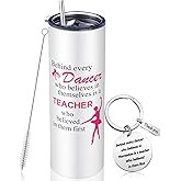 Sunnychicc Dance Teacher Appreciation Gift Sets for Women Ballet Teacher Tumbler Includes 20 oz Stainless Steel Travel Mug with Lid Straw and Keychain Best Gift Ideas for Ballet Teachers Dancer Coach