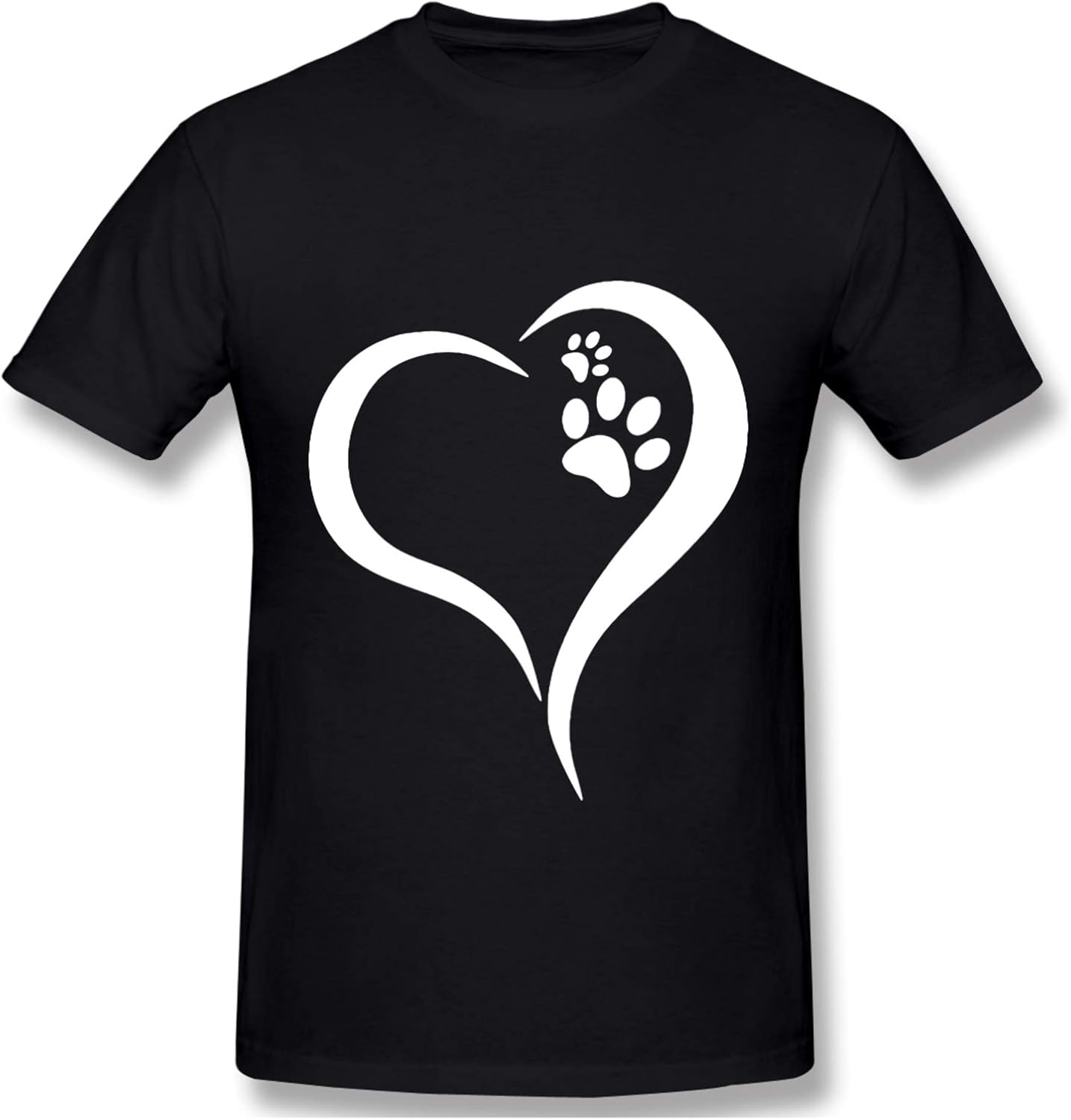 Amazon.com: Man's Short Sleeved T-Shirt Dog Paw Prints Heart Comfortable Black Short Sleeve 