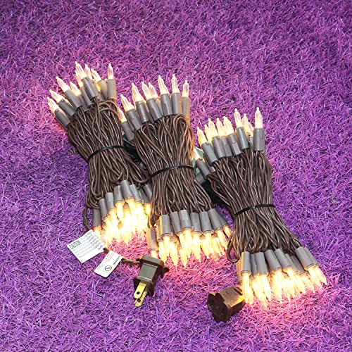 150 LED Warm White Christmas Lights, 50 Ft Brown Wire String Lights